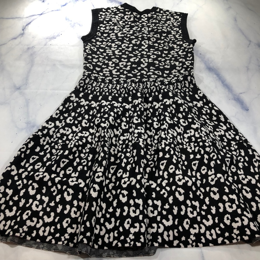 Rebecca Taylor Leopard Stretch Dress Black Knit - Picture 5 of 8
